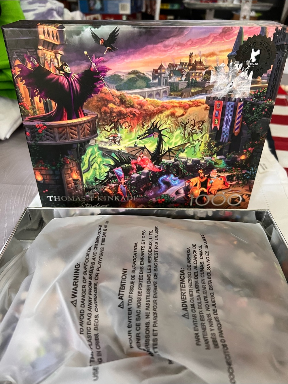 Disney Thomas Kinkade Maleficent 1000  Puzzle Ceaco Silver Select Sealed